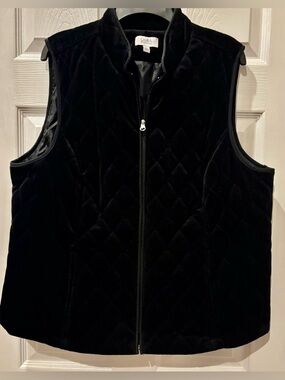 Croft & Barrow XXL Black Quilted Velvet Vest